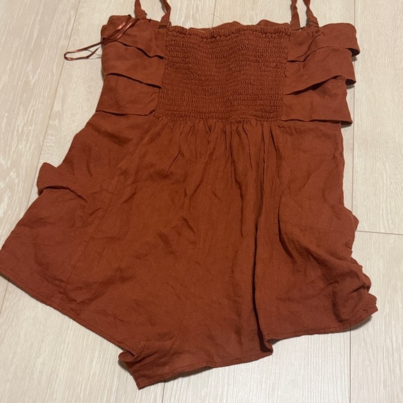 Anthropologie Terracotta Layered Pocketed Romper - Picture 8 of 8